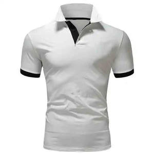 Venta al por mayor de camisas de hombre informales de manga corta color sólido Jersey de algodón 100% con logotipo de marca de diseño en blanco personalizado - Product Image 2