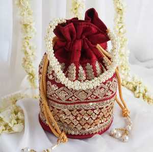 Bolsa de Potli bordada de Gota India hecha a mano para mujer, nuevo vestido Vintage, bolso de regalo de boda a la moda, vestido Vintage indio hecho a mano - Product Image 4