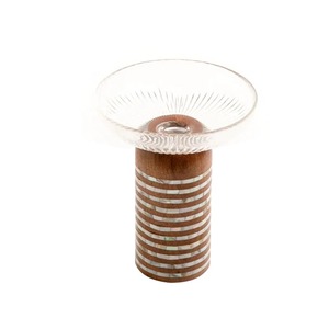 Bol en bois et en verre multifonctionnel avec incrustation d'os pour la décoration de table d'hôtel Bol à mélanger les fruits de haute qualité - Product Image 4