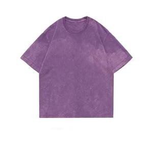 เสื้อยืด 100% ผ้าฝ้าย สีคุณภาพสูง ล้างสีแบบ Acid Wash ทรงหลวม คอทรงกลม แขนสั้น เสื้อผ้าผู้ชาย ไซส์ใหญ่ เสื้อสไตล์ High Street - Product Image 5