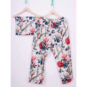 Conjuntos de pijama de algodón 100% para mujer, ropa de dormir Floral holgada cómoda, tela suave y relajante - Product Image 3