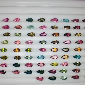 Tourmaline naturelle multi-couleurs, taille poire, certifiée IGI, qualité AAA, tailles 7*5 mm, parfaitement calibrée, pour la fabrication de bijoux - Product Image 1