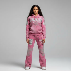 Chándal Personalizado RAZERS IMPEX para Hombre, Estampado con Serigrafía, Pedrería, Ecológico, 100% Algodón, Forro Polar de Alta Densidad, Corte Holgado en la Parte Delantera - Product Image 3