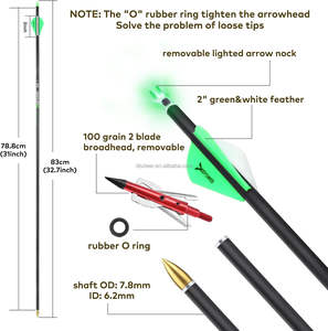 Juego de flechas de carbono de 31 pulgadas con puntas mecánicas y tomas luminosas, flechas de caza para arco compuesto y arco recurvo OEM - Product Image 3