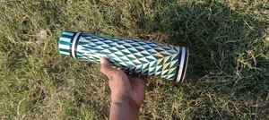 Bouteille d'eau en acier satiné faite à la main par un designer, incrustation de nacre, style arabe, thermos tendance, cadeau - Product Image 6