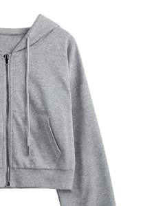 Sweat-shirt à capuche zippé gris clair pour femmes, manches longues, cordon de serrage, sweat-shirt décontracté, streetwear, mode d'hiver, haut pour femmes - Product Image 2