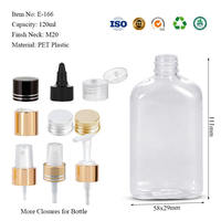 Emballage cosmétique pour soins personnels, vente en gros, écologique, flacon plat en PET de 120 ml (4 oz) avec bouchon à clapet, finition soyeuse