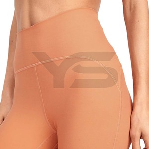 กางเกงเลคกิ้งกีฬาเอวสูงสำหรับผู้หญิงเอวกลางสะโพกมีหลายสีให้เลือก - Product Image 2