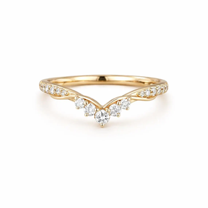 Anillo de Boda Moderno Curvo con Diseño Chevron, Anillo Apilable en Oro de 14K con Diamantes de Laboratorio, Anillo de Eternidad a Juego para Novia, Anillo de Aniversario en Forma de V - Product Image 1