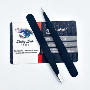 2 unids/set personalizado sólido de acero inoxidable cejas pestañas pinzas de aseo punta puntiaguda herramientas de maquillaje bolsa de almacenamiento LUCKY LASH TOOLS - Product Image 6