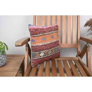 Rustic 14x14 Inch Kilim Wool Pillow Brown Luxe <b>Fluffy</b> Cushion Vintage Print Portable Cushion for <b>Bedding</b> Decor for Christmas - Product Image 2