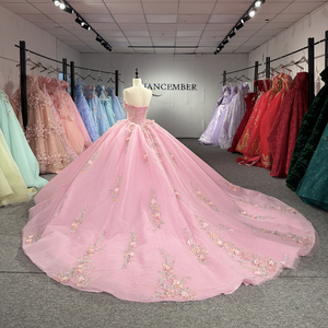 ชุดเดรสงาน Quinceanera สำหรับสาวหวานอายุ 16 ปี รุ่น 8513 โรแมนติก ประดับด้วยดอกไม้ 3 มิติ คริสตัล และเลื่อม พร้อมดีไซน์ลายพิมพ์ที่ช่วงเอวธรรมชาติ - Product Image 3
