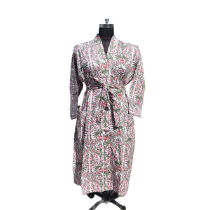 Kimono Peignoir en coton Robe de nuit d'été ouverte sur le devant pour femmes Robe de plage - Product Image 1