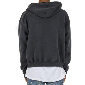 Sweat-shirt à capuche vintage surdimensionné pour homme en coton épais de qualité française, 400 g, lavage à l'acide, double fermeture éclair, lavage à l'acide - Product Image 3