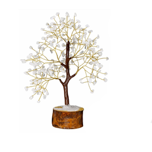 Pierre semi-précieuse naturelle arc-en-ciel pierre de lune pierre précieuse arbre 100 puces cristal arbre Feng Shui Figurine pour la décoration de la maison - Product Image 1