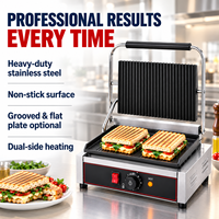 Grill électrique professionnel, presse à panini, plaque antiadhésive en acier inoxydable, presse à sandwichs pour restaurant, café