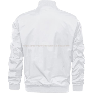 เสื้อแจ็คเก็ตบอมเบอร์ทรงสลิมฟิตสำหรับผู้ชาย สไตล์ลำลอง สีขาวล้วน คอตั้ง กันน้ำ ระบายอากาศได้ดี คอลเลคชั่นใหม่ ไซส์ XL สำหรับฤดูใบไม้ร่วง - Product Image 5