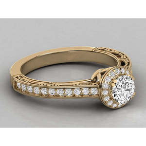 Anillo de compromiso geométrico de oro de 14 quilates con diamante cultivado en laboratorio de corte marquesa (certificado IGI) - Product Image 3