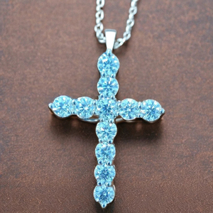 Collier tendance en or blanc massif 10 carats avec pendentif en moissanite diamant, collier tennis personnalisé, croix de Jésus, bijoux religieux chrétiens, bijoux fins - Product Image 5