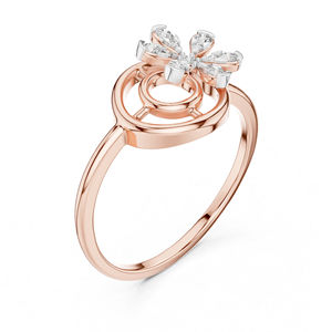 แหวนหมั้นเพชรทรงกลมสีเหลืองทอง 14K สำหรับผู้หญิง |   เพชรที่เพาะเลี้ยงใหม่ - Product Image 5