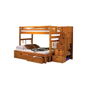 Venta caliente Literas de madera maciza para niños Muebles con escalera y cajones Litera de madera con pasamanos - Product Image 1