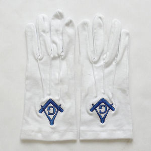 Gants en coton blanc doux avec logo maçonnique personnalisé, logo brodé, gants maçonniques - Product Image 3