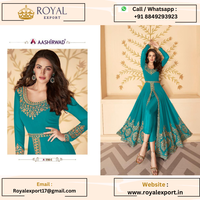 Présentation de la nouvelle fausse georgette avec travail de broderie Anarkali avec Dupatta brodé