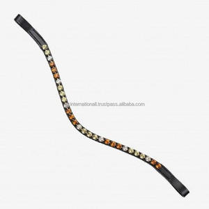 Equipo de equitación Colorido 1 Fila Cristales de marca Diamantes de imitación Mega Bling Hecho a mano Todas las formas Banda de cejas de caballo de cuero - Product Image 2