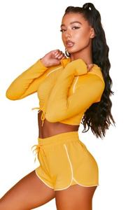 2023 New Design Casual Cotton Polyester Bamboo Fiber Tracksuits High Waist Hoodie Breathable Quick Dry <b>Skinny</b> Fit <b>Short</b> Pant - Product Image 3