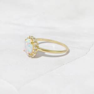 New Arrival Natural Oval Cut <b>Opal</b> and Round Cut Cz Diamond Handmade Solid 925 Sterling <b>Silver</b> Women Finger <b>Rings</b> Wholesale Bulk - Product Image 2