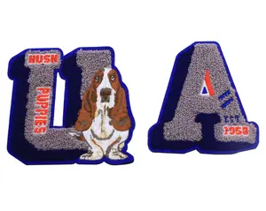 Écusson PVC brodé thermocollant de concepteur 3D personnalisé logo tissé en chenille lettre pour tissu logo tissé par transfert de chaleur - Product Image 6