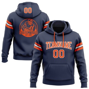 Direct Industry Wholesale 3D Embroidered Custom Stitched <b>Navy</b> Orange-White Football Pullover Sweatshirt Hoodie - Product Image 1
