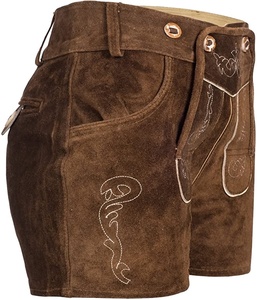 Venta al por mayor de alta calidad de encargo de cuero auténtico Garman mujeres Kurz Lederhose traje de las mujeres de cuero corto Vintage Color marrón - Product Image 1