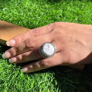 Dendrite Gemstone Christian Eco-friendly 925 Sterling Silver Handmade Bohemian Cloud Artisan <b>Statement</b> <b>Ring</b> Jewelry Gift for - Product Image 1