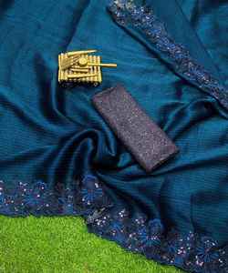 Wunderschöne Sequenzarbeit Georgette bestickter <span class=keywords><strong>Saree</strong></span>: Machen Sie ein Statement mit Stickerei Steinarbeit Handarbeit Rüschen-Saris - Product Image 5