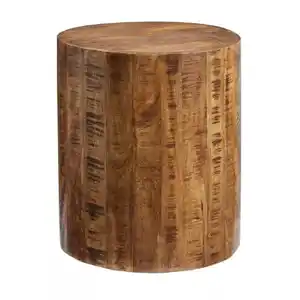 Best Selling High Quality Rough Mango Wood Accent Table Round Shape Wooden Coffee Table Side Table for Home and Hotel