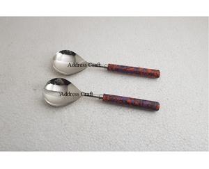 Best Selling Salad Server Set With Resin Handle Home Hotel Use Kitchen Tool Steel Cutlery Set Hotel <b>Serving</b> <b>Spoon</b> Fork Flatware - Product Image 6