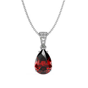 Pendentif en forme de larme rouge sang en argent sterling 925 plaqué rhodium avec zircone suisse, cadeau pour femmes et filles - Product Image 1