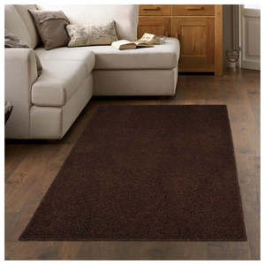 The <b>Rugs</b> Fiji Chocolate Brown Washable Solid Shaggy <b>Area</b> <b>Rug</b> <b>Set</b> 67x120cm - Product Image 1