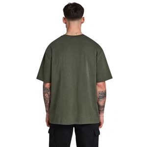 <b>Men's</b> 100% Cotton <b>White</b> Oversized <b>T</b>-<b>Shirt</b> 190 GSM Streetwear Staple Tee Printed Front & Back Logo Drop Shoulder Relaxed Fit - Product Image 5