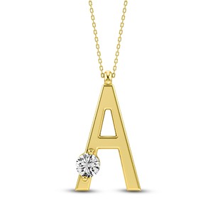 Colgante con Inicial de Letra Mayúscula, Diamante Cultivado en Laboratorio VVS VS EF, Plata de Ley 925 con Acabado en Oro, Personalizado, Solitario, Alfabeto - Product Image 6