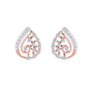 14K Rose Gold Cute Diamond <b>Stud</b> Earrings for Women for Parties Weddings Gifts & Anniversaries - Product Image 1