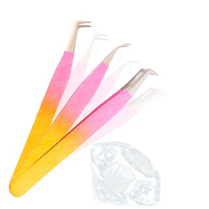 Pince à épiler en acier inoxydable japonais de haute qualité avec pointe en fibre, couleur titane, antistatique - Product Image 1