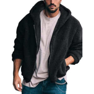 Sudaderas y sudaderas con capucha de lana de Sherpa con cuello alto y media cremallera para hombre de diseño personalizado, ajuste de gran tamaño a la moda para otoño, teñido liso, Digital - Product Image 4