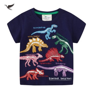 Venta al por mayor Casual de manga corta de algodón puro suelto dibujos animados impreso niños y niños camisetas de verano estilo Top de manga corta - Product Image 1