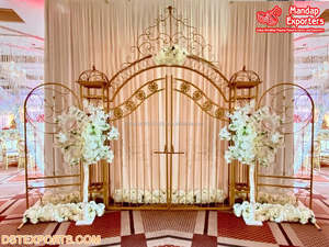 Decoración de Boda Fusion, Fondo Dorado, Arcos Metálicos, Boda Inglesa, Evento, Venta Caliente, Ligero, Tamaño Personalizado, Boda Occidental - Product Image 5