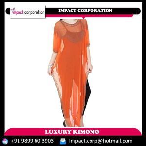 เสื้อครอปแบบตาข่ายเนื้อนิ่มสำหรับผู้หญิงเสื้อปอนโชอาบายาสำหรับงานปาร์ตี้ตอนเย็นประดับลูกปัดบาฮามาธรรมชาติชายหาดทุกวันราคาพิเศษ - Product Image 2