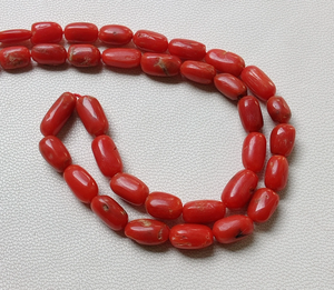 Hebra de 16 pulgadas, 100% cuentas de piedras preciosas de coral italiano natural, cuentas de coral rojo de alta calidad, cuentas de forma ovalada de coral rojo - Product Image 1