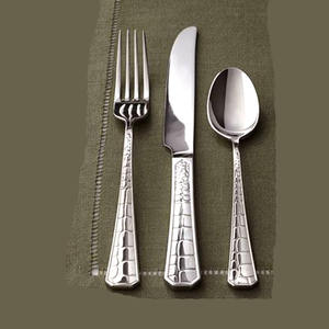 Ensemble de couverts en acier inoxydable poli avec miroir argenté Poignée de designer moderne Cuillère Fourchette Couteau Vaisselle Cadeau de mariage - Product Image 4