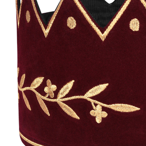 หมวกแก๊ปมงกุฎราชาราชาแห่งราชวงศ์ผ้ากำมะหยี่สีแดงและเข็มขัดทองแบบปรับได้ทำในปากีสถาน - Product Image 5